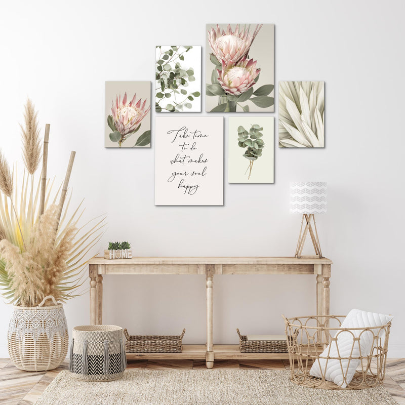 Novart Wandbilder Set Blätter Pflanzen Olivgrün - KEIN EXTRA RAHMEN BENÖTIGT -  Modern Deko  - Wohnzimmer Schlafzimmer N028063a