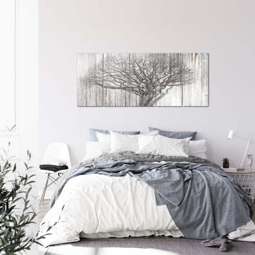 Runa Art Wandbild XXL Baum Abstrakt Wohnzimmer 200 x 80 cm Türkis Grau 5 Teilig - Made in Germany - 039955c