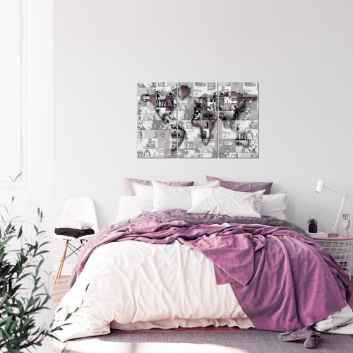 Runa Art Wandbilder Weltkarte Banksy Collage Bild XXL Loft Wohnzimmer Bunt Pop Art 120 x 80 cm 3 Teilig 104531a