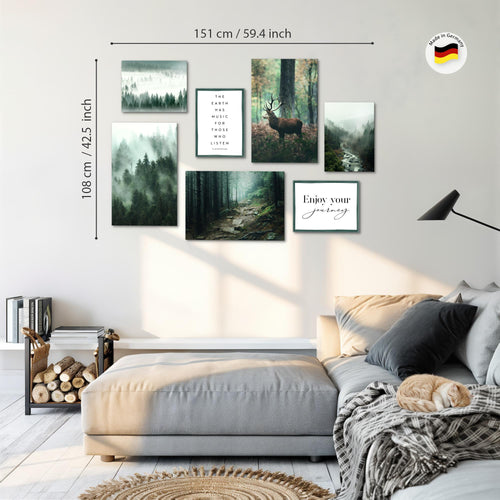 Novart Bilder Landschaft - KOMPLETT AUFHÄNGFERTIG - Waldlandschaft Wohnzimmer Schlafzimmer Büro - 7 Moderne Mood - Bilder - N004672a