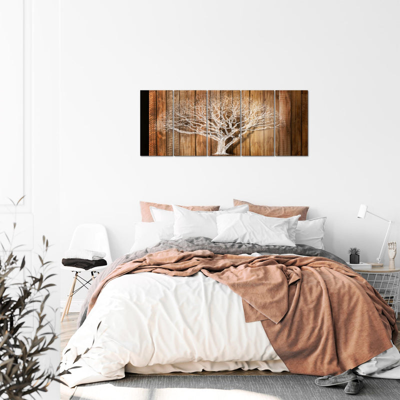 Runa Art Bild Baum Abstrakt Wandbilder auf Vlies Leinwand 5 Teilig Wanddekoration Wohnzimmer 039956a