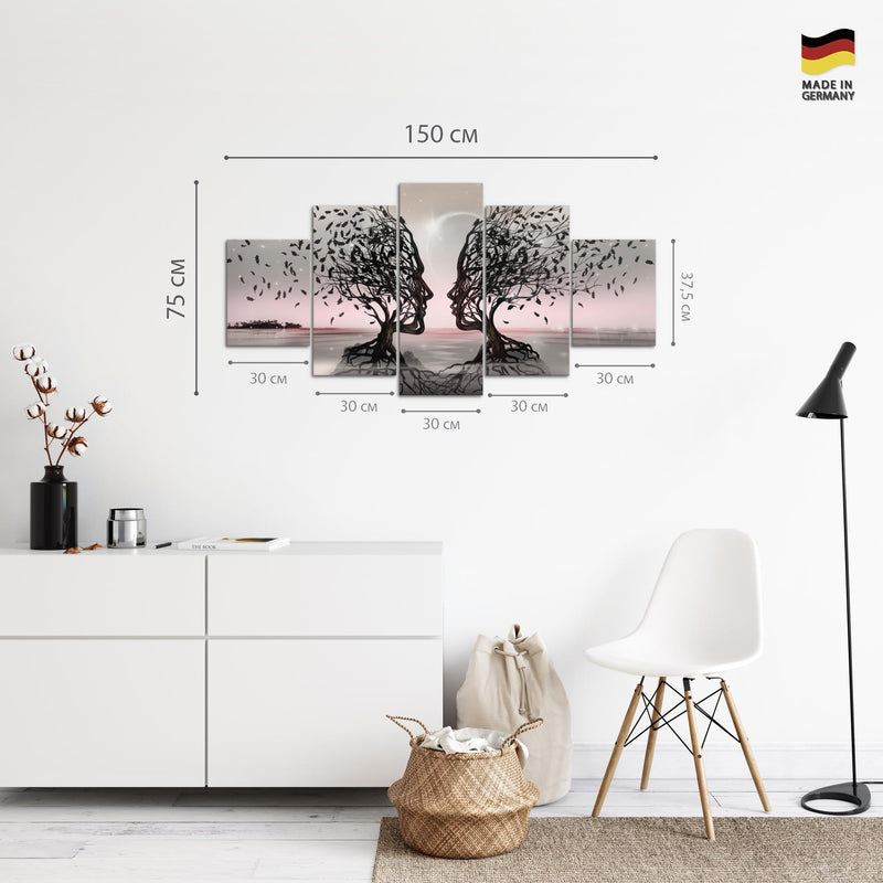 Runa Art Bild Wohnzimmer Schlafzimmer Büro Abstrakt 5 Teilig Schwarz Gesichter Wandbilder auf Vlies Leinwand 044853b