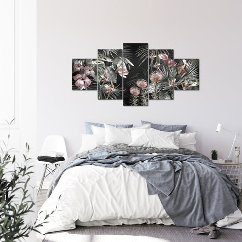 Runa Art - Bilder Blumen 200 x 100 cm 5 Teilig XXL Wanddekoration Design Grün 043351b