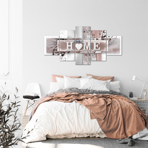 Runa Art - Bilder Love 200 x 100 cm 5 Teilig XXL Wanddekoration Design Zuhause Weiß 504551b