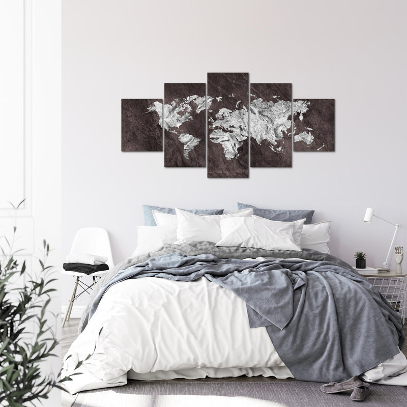 Runa Art - Bilder Weltkarte 200 x 100 cm 5 Teilig XXL Wanddekoration Design Braun 002951b