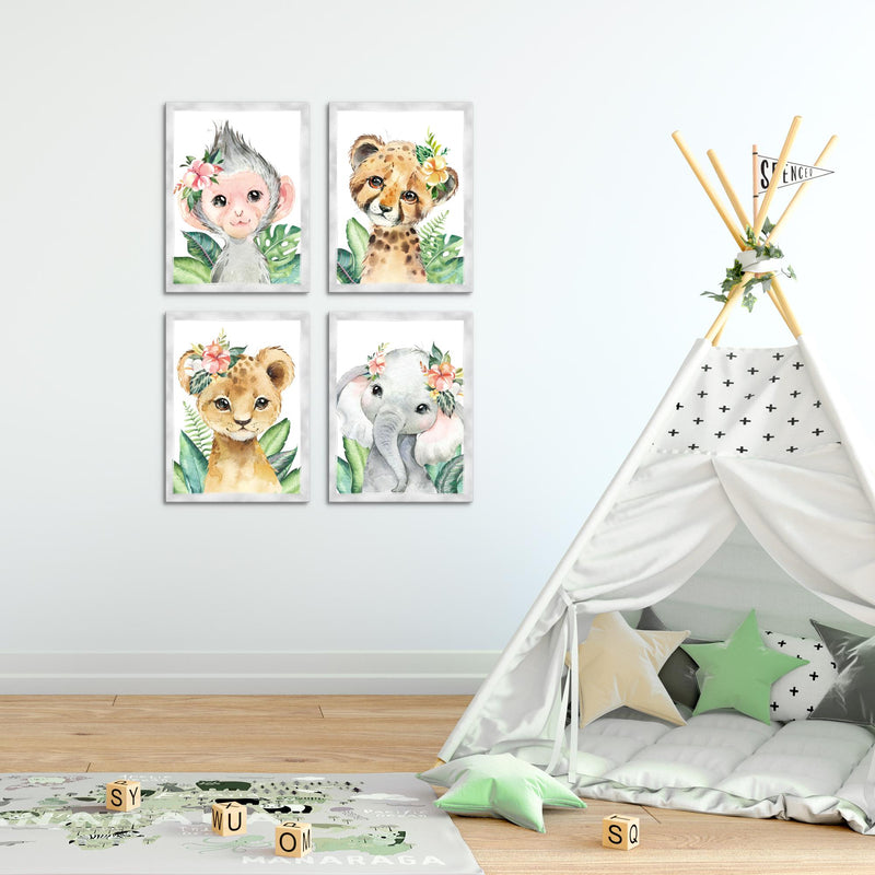 Novart Bilder Tiere Afrika - Fertig Zum Aufhängen - Kein Extra Rahmen benötigt - Wandbilder Set Kinderzimmer Mädchen Junge - N017347b