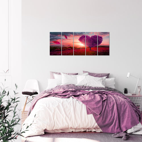 Runa Art Bild Herbst Baum Herz Wandbilder auf Vlies Leinwand 5 Teilig Wanddekoration Wohnzimmer Schlafzimmer 605856b
