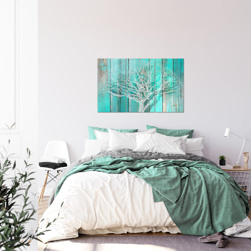 Runa Art Wandbilder Baum Abstrakt Bild XXL Wohnzimmer Türkis Grau Holzmotiv 120 x 80 cm 3 Teilig 039931c