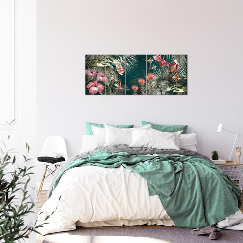 Runa Art Bild Blumen Wandbilder auf Vlies Leinwand 5 Teilig Wanddekoration Wohnzimmer Schlafzimmer 043356a
