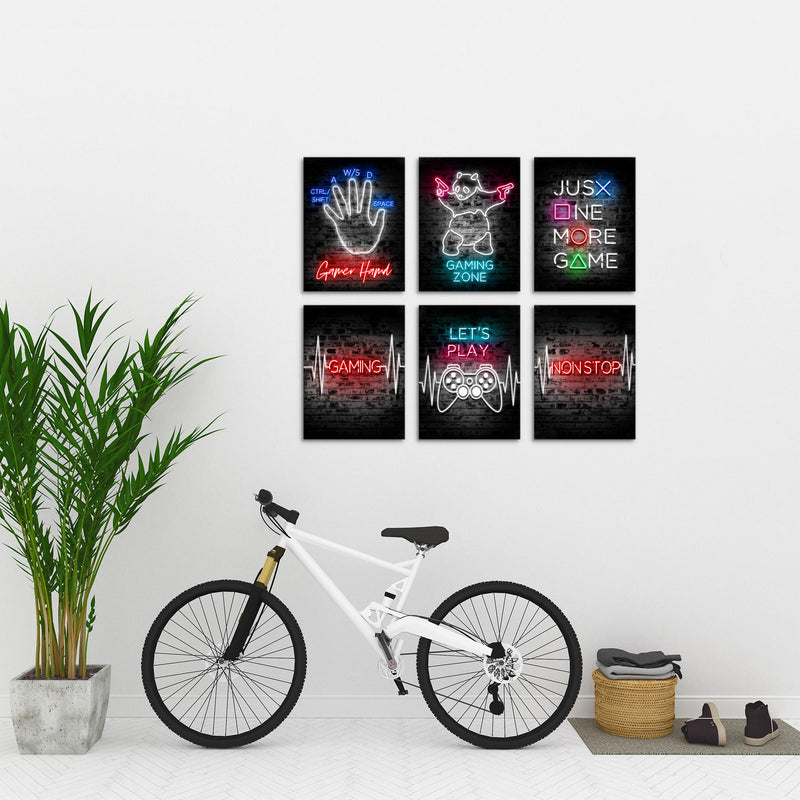 Novart Wandbilder - KEIN EXTRA RAHMEN BENÖTIGT - Kinderzimmer Junge Teenager - Bilder Modern Gamer Spielkonsole - Bunt - N027965a