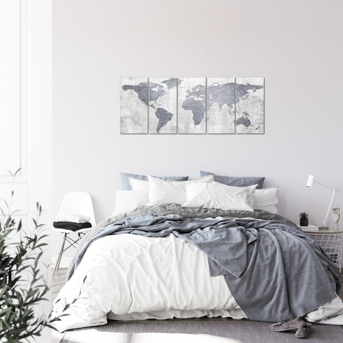 Runa Art Bild Weltkarte Wandbilder auf Vlies Leinwand 5 Teilig Wanddekoration Wohnzimmer Schlafzimmer Büro 104356c