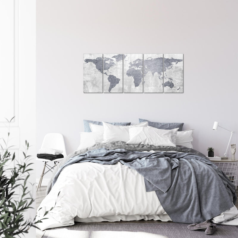 Runa Art Bild Weltkarte Wandbilder auf Vlies Leinwand 5 Teilig Wanddekoration Wohnzimmer Schlafzimmer Büro 104356c