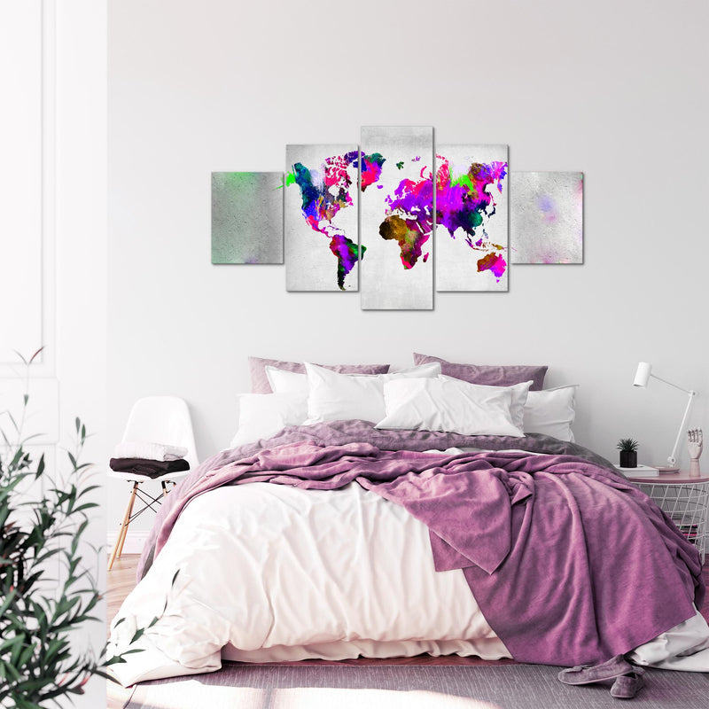 Runa Art - Bilder Weltkarte 200 x 100 cm 5 Teilig XXL Wanddekoration Design Bunt 108851c