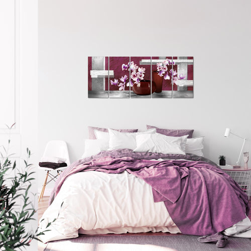 Runa Art Bild Blumen Abstrakt Wandbilder auf Vlies Leinwand 5 Teilig Wanddekoration Wohnzimmer Schlafzimmer 035256a