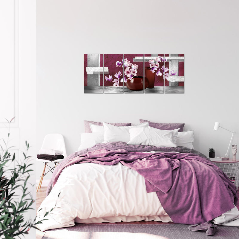 Runa Art Bild Blumen Abstrakt Wandbilder auf Vlies Leinwand 5 Teilig Wanddekoration Wohnzimmer Schlafzimmer 035256a