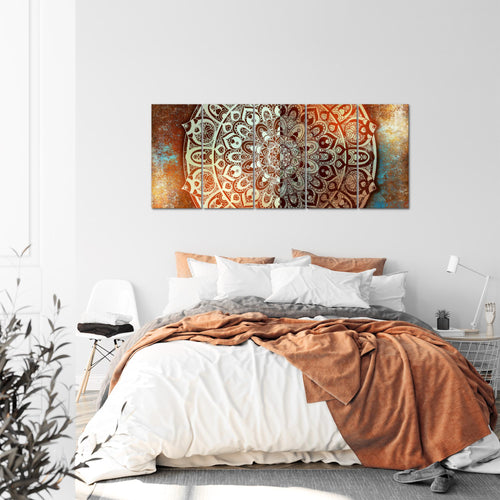 Runa Art Wandbild XXL Mandala Abstrakt Wohnzimmer Schlafzimmer 200 x 80 cm Beige Braun 5 Teilig - Made in Germany - 040155a