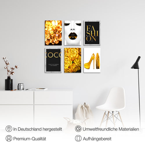 Novart Wandbilder Set Fashion - KOMPLETT AUFHÄNGFERTIG - Made in Germany - Moderne Bilder  Wohnzimmer Mädchen Teenager - N002264b