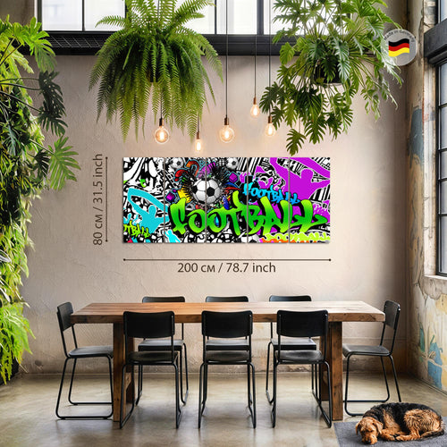 Runa Art Wandbilder XXL Street Art Wohnzimmer Schlafzimmer Büro 200 x 80 cm Fußball 5 Teilig - Made in Germany - 402655a