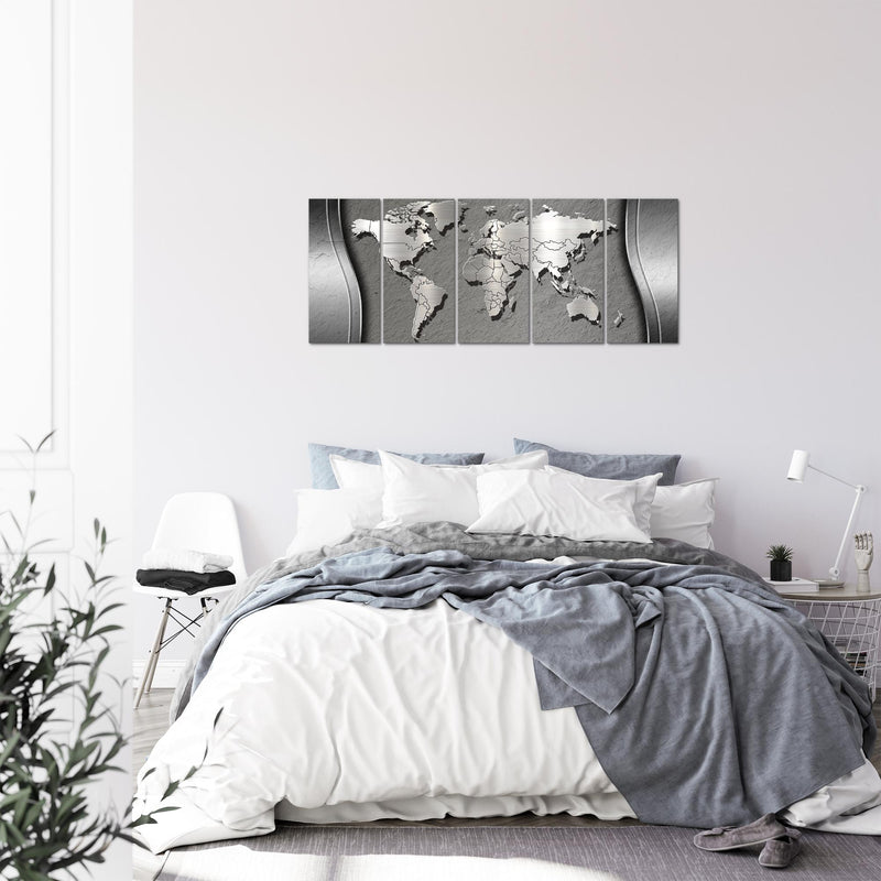 Runa Art Bild Weltkarte Wandbilder auf Vlies Leinwand 5 Teilig Wanddekoration Büro Wohnzimmer 107256b
