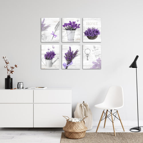 Novart Wandbilder - KEIN EXTRA RAHMEN BENÖTIGT - Wohnzimmer Schlafzimmer - Bilder Modern Home Provence - Lavendel Viollet - N002965a