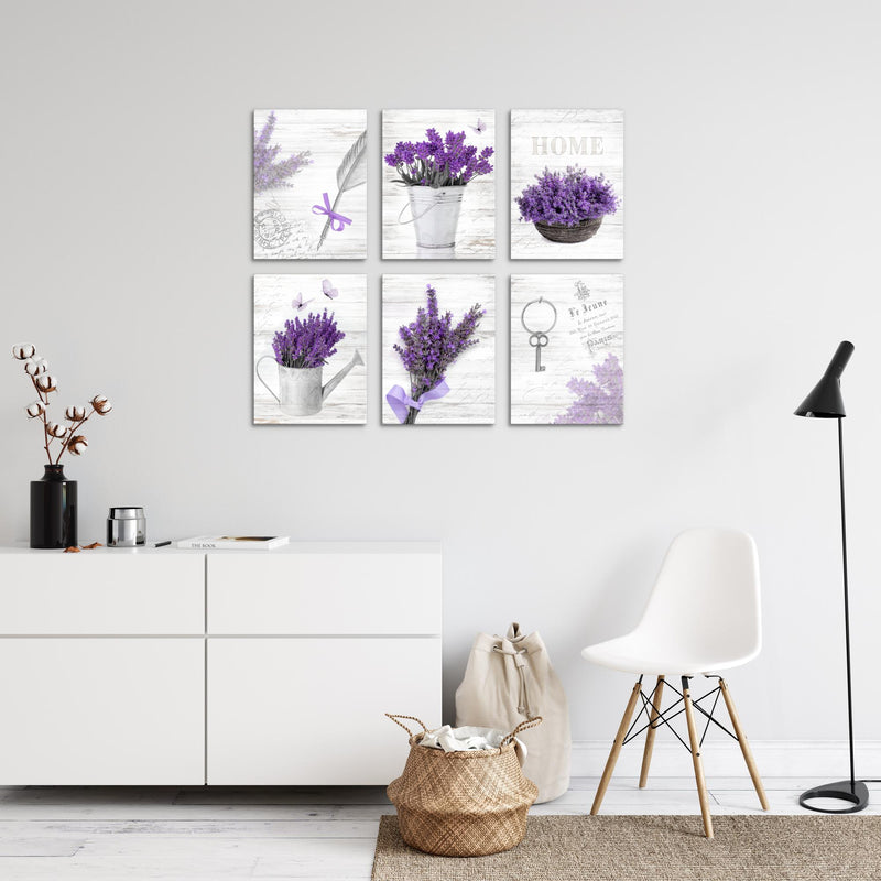 Novart Wandbilder - KEIN EXTRA RAHMEN BENÖTIGT - Wohnzimmer Schlafzimmer - Bilder Modern Home Provence - Lavendel Viollet - N002965a