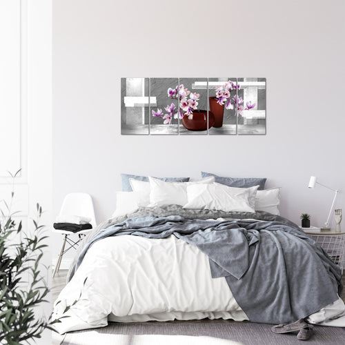 Runa Art Bild Blumen Abstrakt Wandbilder auf Vlies Leinwand 5 Teilig Wanddekoration Wohnzimmer Schlafzimmer 035256c