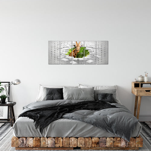 Runa Art Bild Giraffe Abstrakt Wandbilder auf Vlies Leinwand 5 Teilig Wanddekoration Wohnzimmer Schlafzimmer 037456c