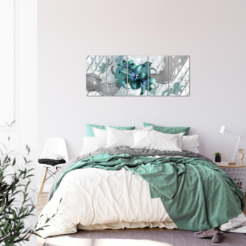 Runa Art Bild Blumen Lilien Wandbilder auf Vlies Leinwand 5 Teilig Wanddekoration Wohnzimmer Schlafzimmer 016556a