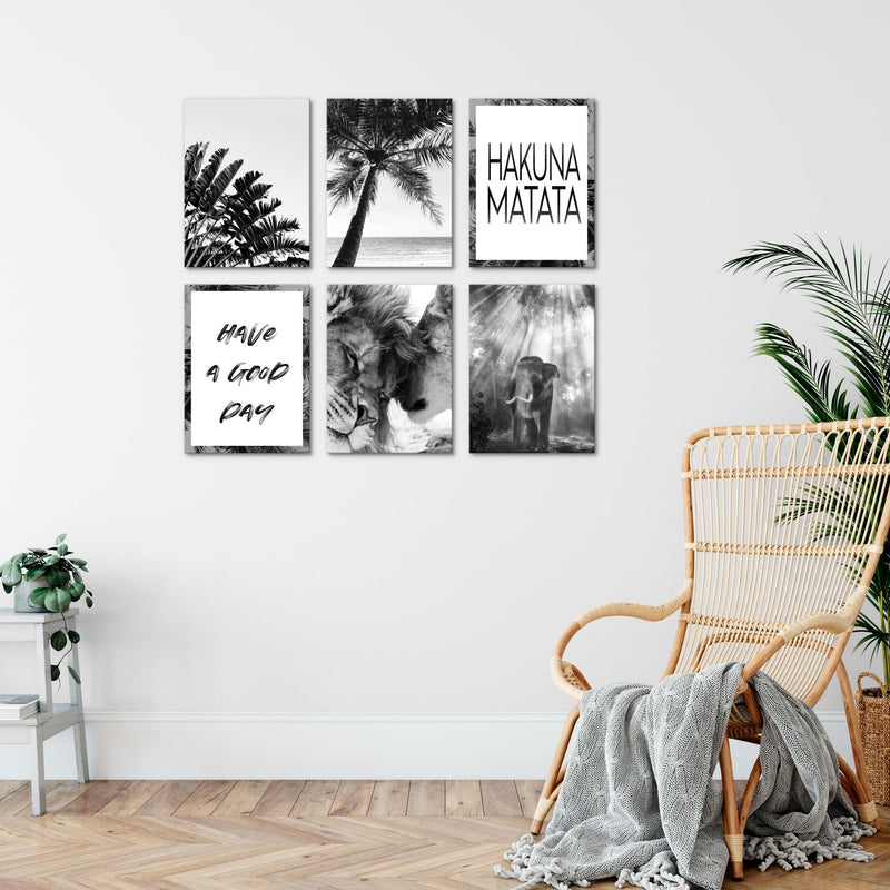 Novart Wandbilder - KEIN EXTRA RAHMEN BENÖTIGT - Wohnzimmer Schlafzimmer - Bilder Modern Löwenpaar - Zitate - N014665a