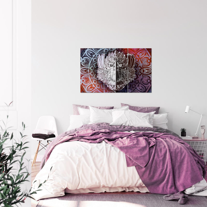 Runa Art Wandbilder Mandala Abstrakt Bild XXL Wohnzimmer Schlafzimmer Lila Violett Orientalisch 120 x 80 cm 3 Teilig 040131b