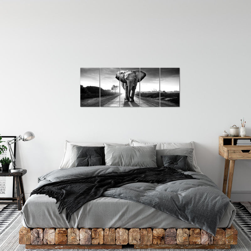 Runa Art Bild Afrika Elefant Wandbilder auf Vlies Leinwand 5 Teilig Wanddekoration Wohnzimmer Schlafzimmer 042656c