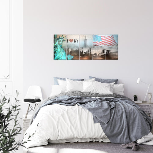 Runa Art Bild New York City Wandbilder auf Vlies Leinwand 5 Teilig Wanddekoration Wohnzimmer Büro 034256b