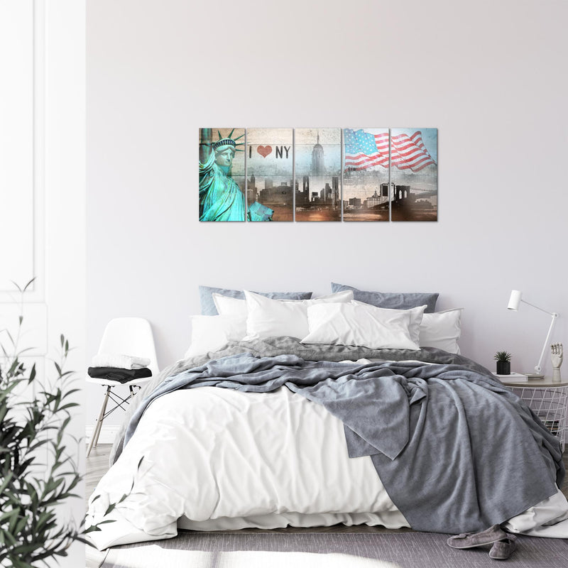 Runa Art Bild New York City Wandbilder auf Vlies Leinwand 5 Teilig Wanddekoration Wohnzimmer Büro 034256b