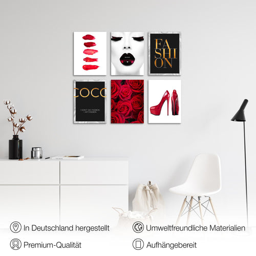 Novart Wandbilder - KEIN EXTRA RAHMEN BENÖTIGT - Wohnzimmer Mädchen Teenager - Bilder Modern Fashion Coco - Schwarz Weiss - N002265a