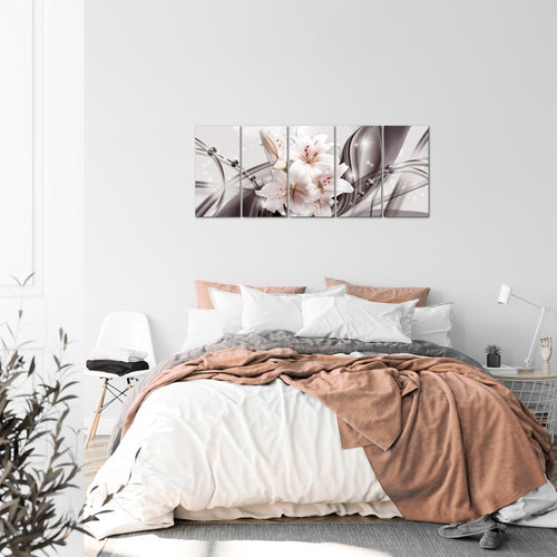Runa Art Bild Blumen Lilien Wandbilder auf Vlies Leinwand 5 Teilig Wanddekoration Wohnzimmer Schlafzimmer 017156c