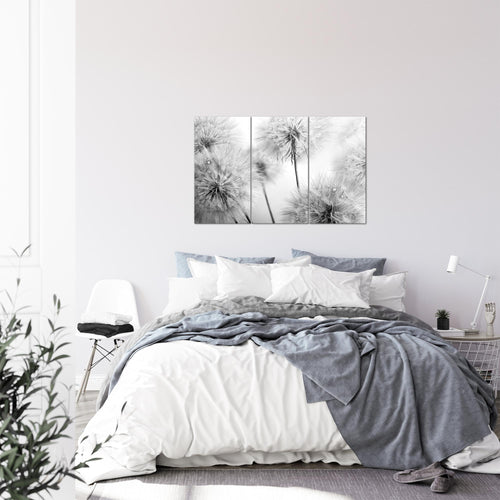 Runa Art Wandbilder Blumen Pusteblumen Bild XXL Wohnzimmer Schlafzimmer Schwarz Weiss Natur 120 x 80 cm 3 Teilig 042031c