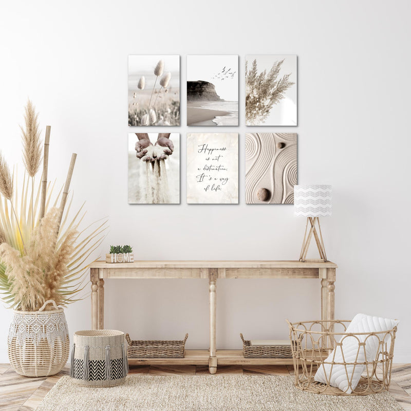 Novart Wandbilder - KEIN EXTRA RAHMEN BENÖTIGT - Wohnzimmer Schlafzimmer - Bilder Modern Strand Boho - Beige - N028165a
