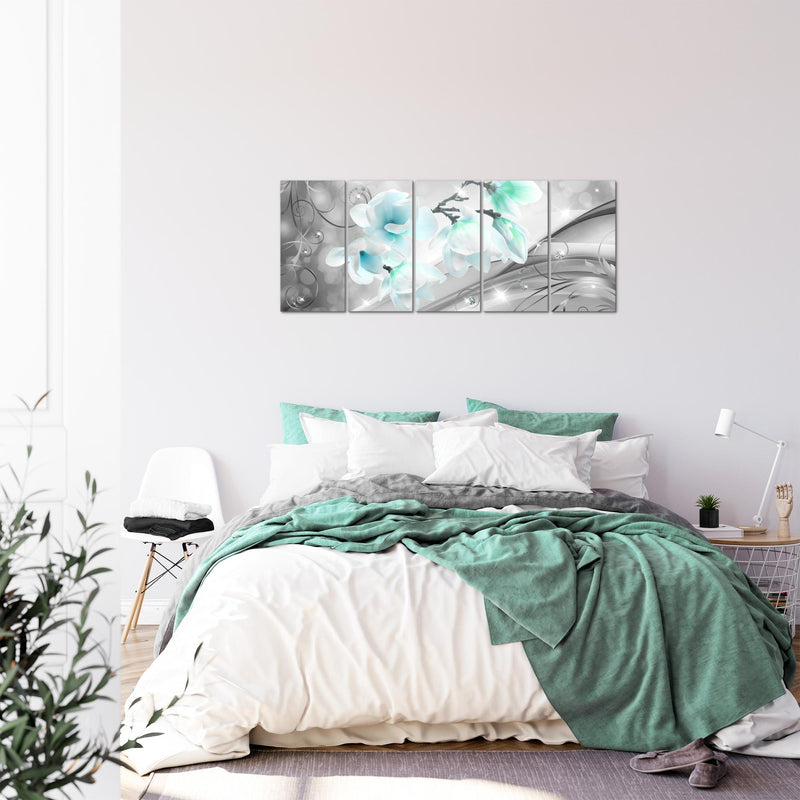 Runa Art Bild Blumen Abstrakt Wandbilder auf Vlies Leinwand 5 Teilig Wanddekoration Wohnzimmer Schlafzimmer 035356c