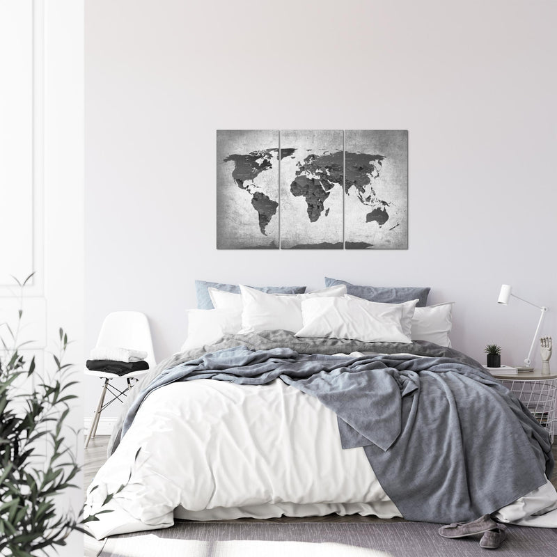 Runa Art Wandbilder Weltkarte Bild XXL Büro Wohnzimmer Braun Vintage Antik 120 x 80 cm 3 Teilig 104031b