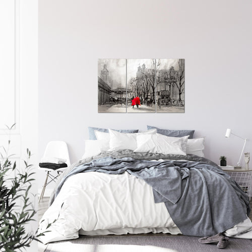 Runa Art Wandbilder London Bild XXL Wohnzimmer Schlafzimmer Grau Stadt Abstrakt 120 x 80 cm 3 Teilig 009731c