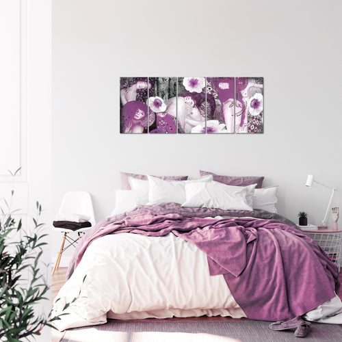 Runa Art Bild Collage Gustav Klimt Wandbilder auf Vlies Leinwand 5 Teilig Wanddekoration Wohnzimmer 018556c