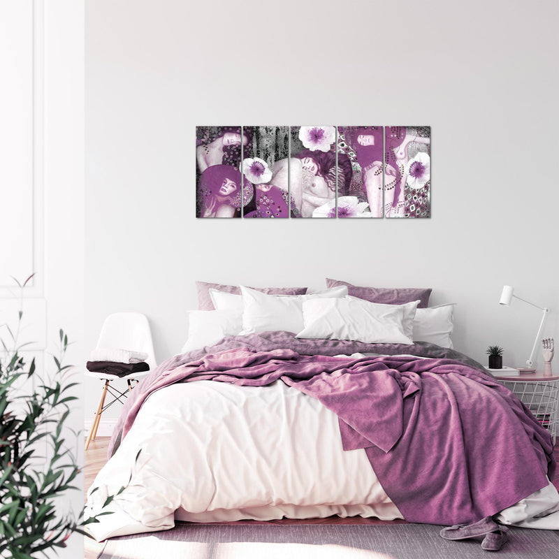 Runa Art Bild Collage Gustav Klimt Wandbilder auf Vlies Leinwand 5 Teilig Wanddekoration Wohnzimmer 018556c