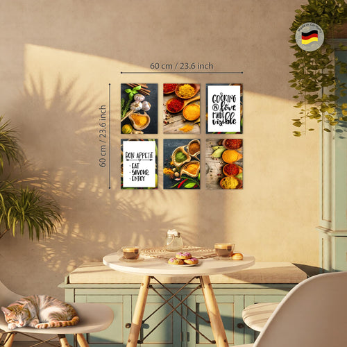 Novart Wandbilder Set Küche - KOMPLETT AUFHÄNGFERTIG - Made in Germany - Moderne Bilder  Esszimmer Küchenbilder - N000464a