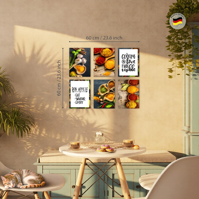 Novart Wandbilder Set Küche - KOMPLETT AUFHÄNGFERTIG - Made in Germany - Moderne Bilder  Esszimmer Küchenbilder - N000464a