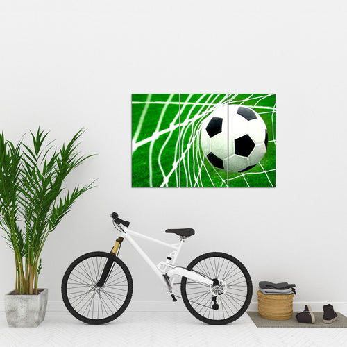 Runa Art Wandbilder Fussball Bild XXL Wohnzimmer Schlafzimmer Grün Sport 120 x 80 cm 3 Teilig 611431a