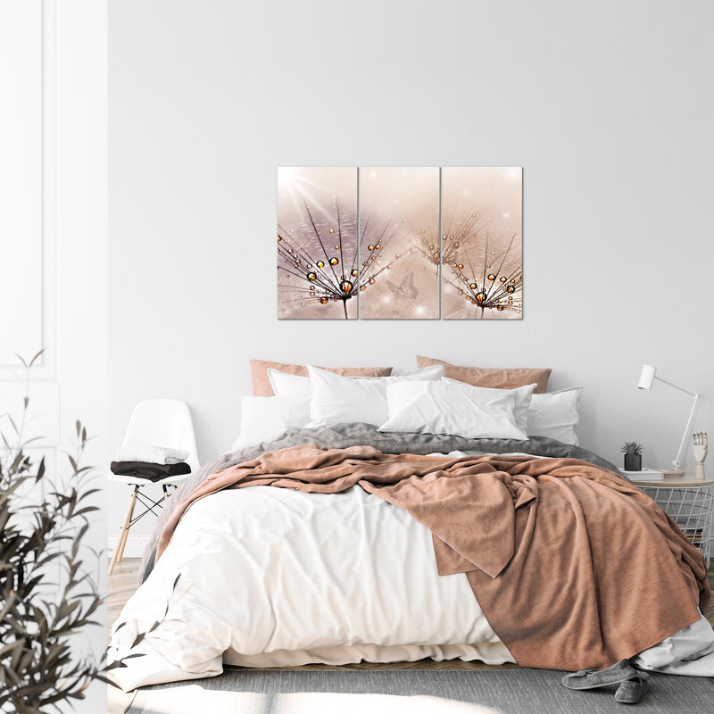Runa Art Wandbilder Pusteblume Bild XXL Wohnzimmer Schlafzimmer Rosa Natur 120 x 80 cm 3 Teilig 016931a