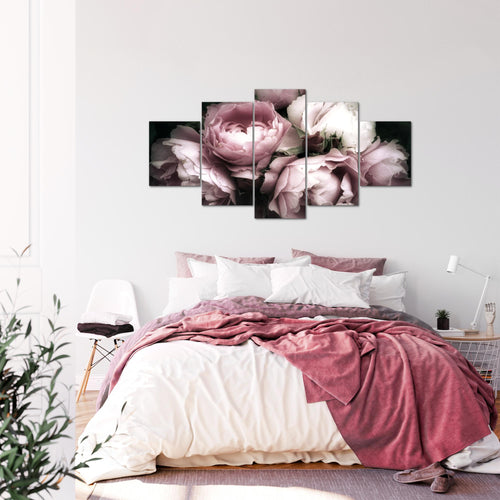 Runa Art - Bilder Blumen Rosen 200 x 100 cm 5 Teilig XXL Wanddekoration Design Schwarz Bunt 039151a