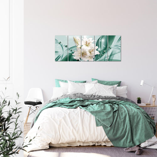 Runa Art Bild Blumen Lilien Wandbilder auf Vlies Leinwand 5 Teilig Wanddekoration Wohnzimmer Schlafzimmer 017156b