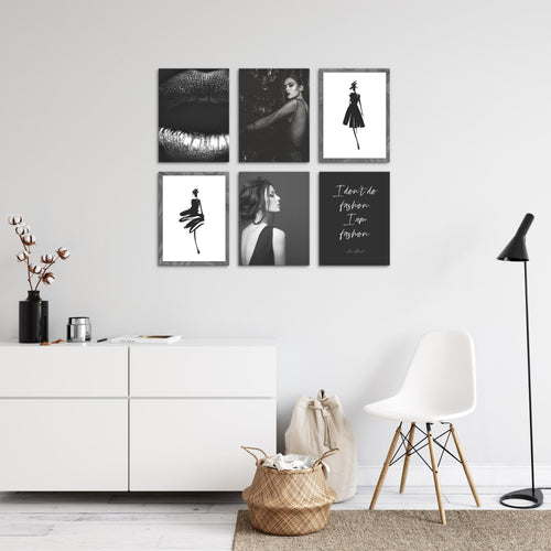 Novart Wandbilder - KEIN EXTRA RAHMEN BENÖTIGT - Wohnzimmer Mädchen Teenager - Bilder Modern Fashion - Schwarz Weiss - N000865a