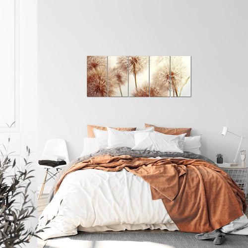 Runa Art Bild Blumen Pusteblumen Wandbilder auf Vlies Leinwand 5 Teilig Wanddekoration Wohnzimmer Schlafzimmer 042056b